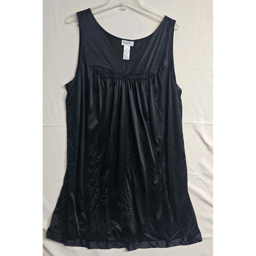 Vanity Fair Chemise Nighty Nightgown Night Gown 1X Women's Black